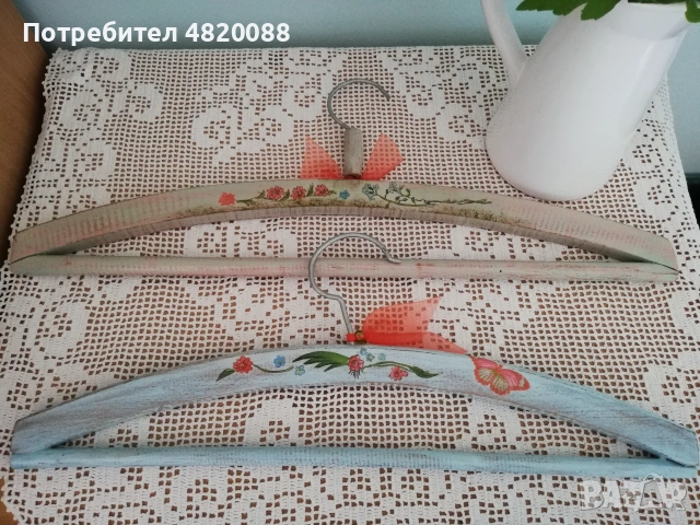 Дървени РЕТРО закачалки РЪЧНА декорация 6 бр. ПАКЕТНА цена