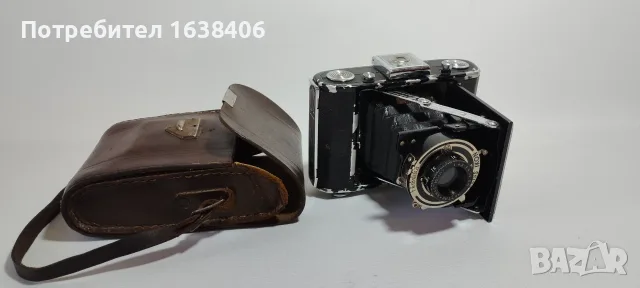 Ретро фотоапарат Zeiss Ikon Nettar (1930-те) с кожен калъф