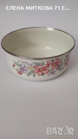 Дълбока емайлирана купа с ринг от неръждаема стомана