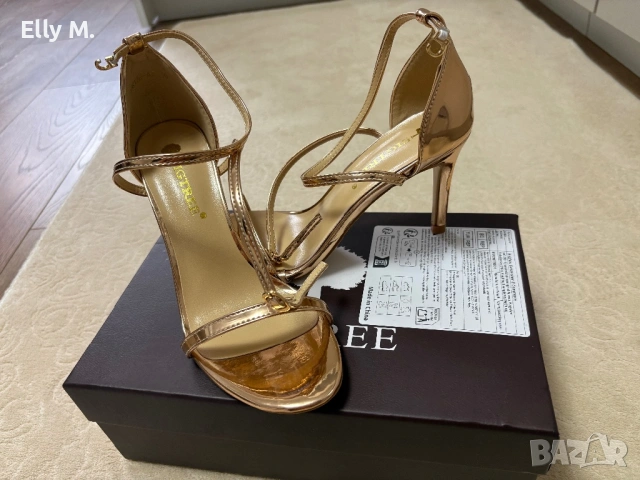 Дамски елегантни токчета в цвят розово злато – нови, снимка 2 - Дамски обувки на ток - 54922753
