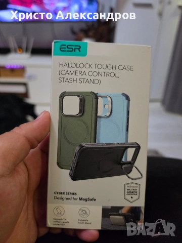 Кейс ESR Cyber HaloLock Tough за iPhone 16 Pro, MagSafe, със стойка, Черен #49, снимка 2 - Калъфи, кейсове - 54545828