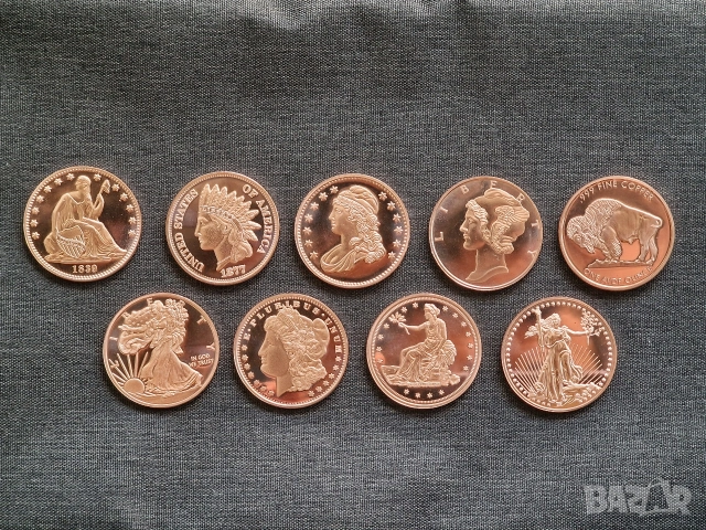 💵 1 oz медна монета, медно кюлче copper coin copper bar