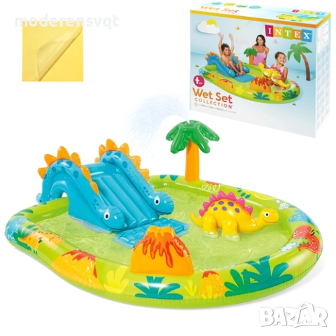 Водна площадка за деца Little Dino 191 x 152 x 58 см с пързалка и пръскачка Intex