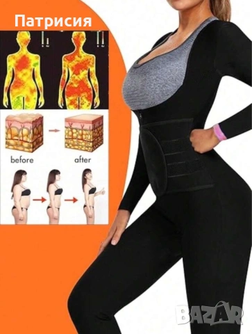 Чисто нов оформящ неопренов термо клин гащеризон с яке за бързо потене и горене на мазнини, размер L, снимка 3 - Клинове - 54196629