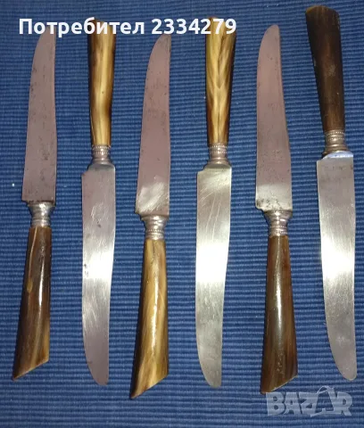 Стари ръчни кафемелачки, трапезни ножове и стенен порцеланов часовник., снимка 11 - Антикварни и старинни предмети - 55409667