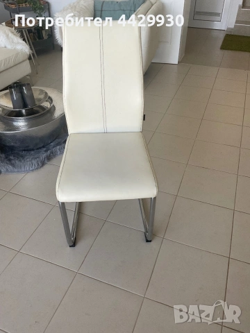 Modern white extendable dining table & 8 cream dining chairs , снимка 8 - Други - 55170919