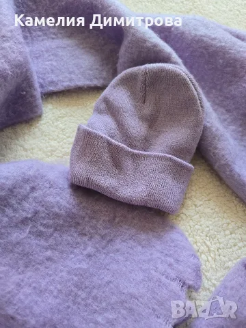 Много мек комплект шал и шапка в нежен лилав цвят 💜, снимка 3 - Шалове - 55471552