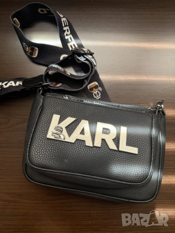 Спортно-елегантна черна чанта Karl Lagerfeld