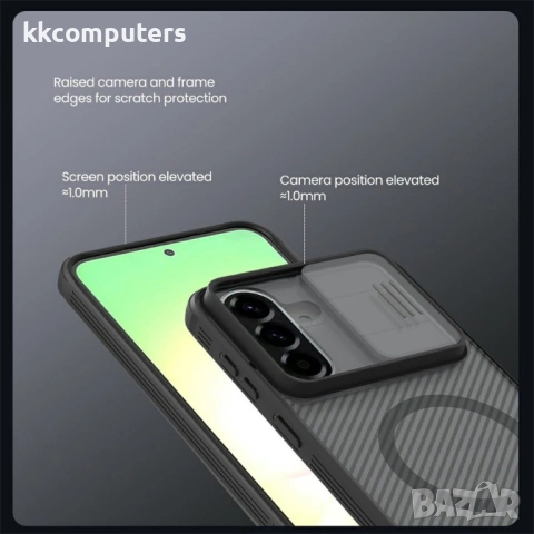 NILLKIN Camshield Pro Магнитен Калъф за Samsung A57 5G - TPU+PC, Плъзгащо капаче, Прозрачно-черен, снимка 8 - Калъфи, кейсове - 53973189