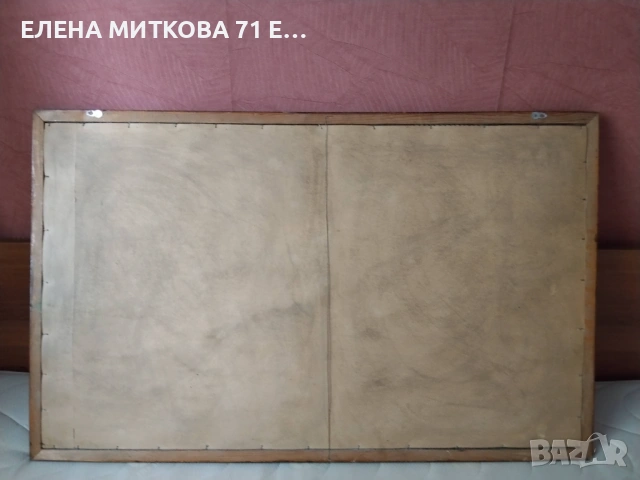 Голяма тъкана картина/ковьор/гоблен в масивна дървена рамка и стъкло, снимка 5 - Гоблени - 54767966