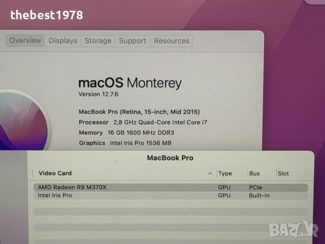 MacBook Pro Retina 15`Core i7-4980HQ/16GB RAM/512GB SSD/AMD R9 M370X/Бат 7ч, снимка 5 - Лаптопи за работа - 54456911