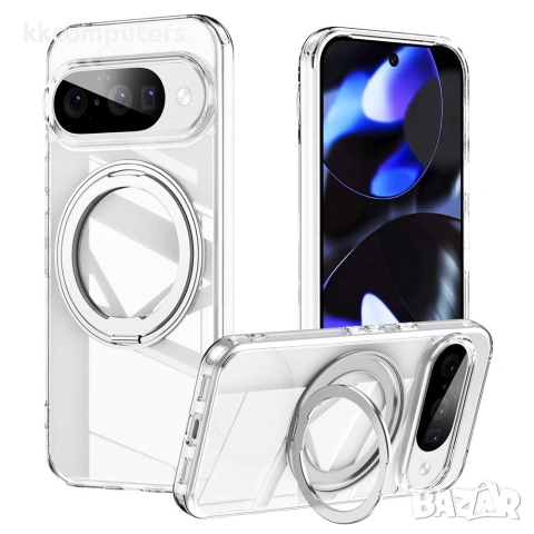 За Google Pixel 10 Pro / Pixel 10 Магнитен TPU Акрилен Калъф със Стойка и Скрийн Протектор – 2 цвята, снимка 2 - Калъфи, кейсове - 55103293