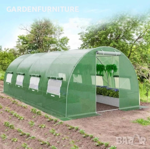 Тунелна Оранжерия 600х300х200см 2 Врати и 12 Прозореца