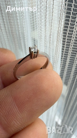 Годежен пръстен с диамант и Swarovski  