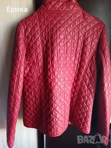 Червено кожено дамско яке естествена кожа , снимка 8 - Якета - 54332994