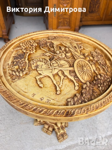 Азиатска маса резбована, снимка 2 - Антикварни и старинни предмети - 55044615