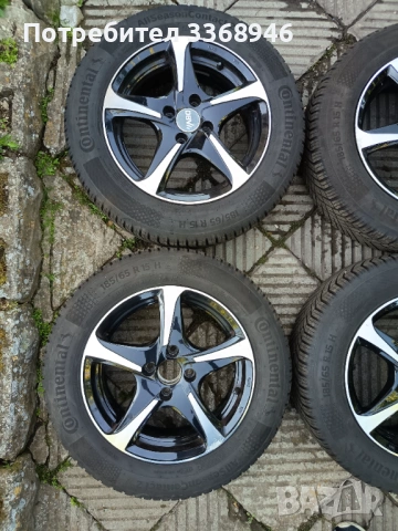 Джанти 4х100 15 " с гуми Continental 185/65/15 4x100, снимка 2 - Гуми и джанти - 54600635