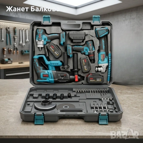 Комплект акумулаторни инструменти BOXER BX-187 – 4в1 + 3x5Ah батерии , снимка 2 - Други инструменти - 54551173