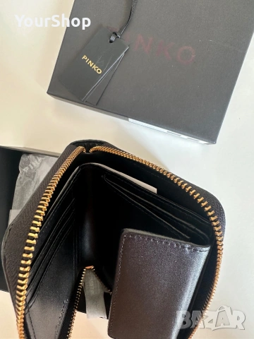 Чисто нов портфейл на PINKO в черен и розов цвят, снимка 7 - Портфейли, портмонета - 54714465