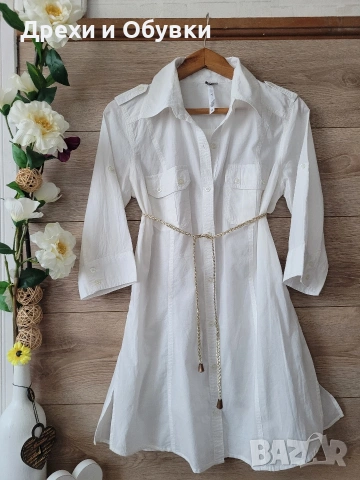 Дълга бяла риза памучна материя Италия , снимка 13 - Ризи - 54157837