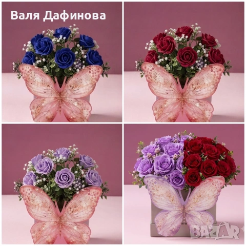 Ръчно изработени цветя от креп хартия и фоам , снимка 4 - Изкуствени цветя - 54147197