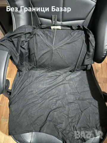 Нова Черна дамска блуза XL, свободна кройка, V-образно деколте