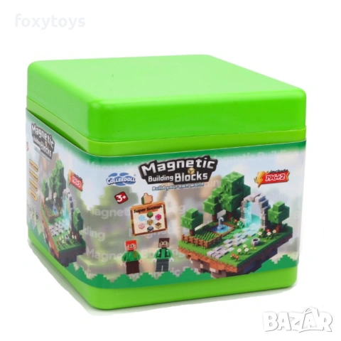 Магнитни кубчета с две фигурки - 196 броя, тип Minecraft, с кутия, снимка 2 - Конструктори - 54577678