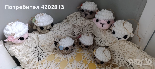 Ръчна изработка . Агънца , плетени на една кука , снимка 12 - Декорация за дома - 53989466