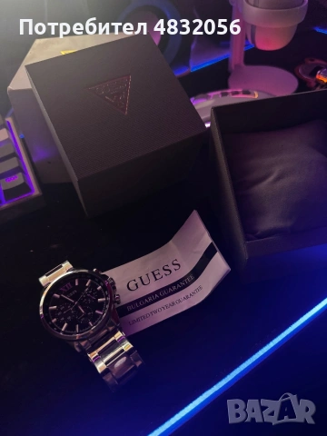 Мъжки Сребърен Часовник GUESS (С гаранция), снимка 4 - Мъжки - 54600531