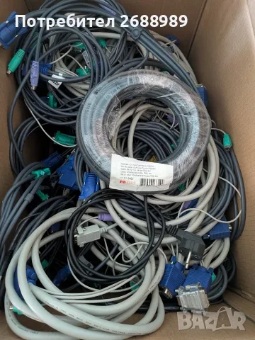 Лот 54 бр. KVM кабели ATEN (USB+VGA) 1.8м и 3м + PS/2 Roline за сървърни суичове