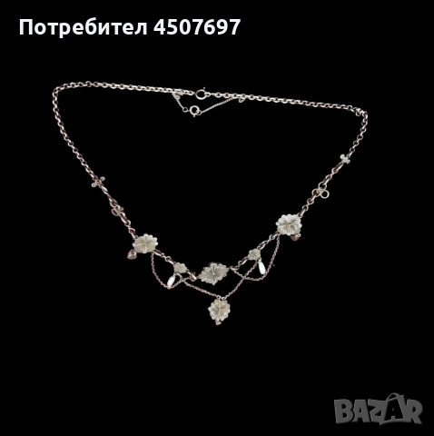 сребърна Антична австро-унгарска огърлица от 1870г., снимка 4 - Колиета, медальони, синджири - 54486160