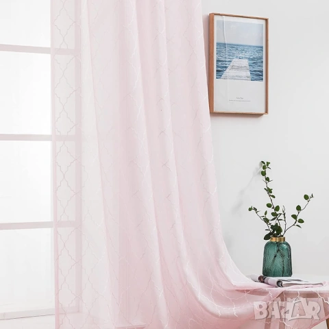 Комплект 2бр. Тюлени Пердета с Халки MIULEE, 140х260см, Розови, снимка 5 - Пердета и завеси - 54669454