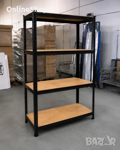 Стелаж за съхранение, Метален, MDF, 4 нива, 70 х 30 х 150 см, снимка 7 - Етажерки - 55695437