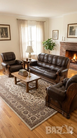 Аристократична кожена гарнитура 3+1+1