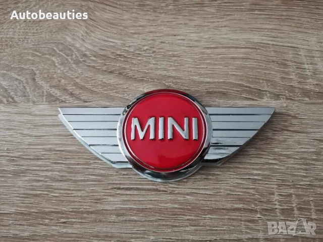 MINI Cooper емблема стар стил сребристо с червено