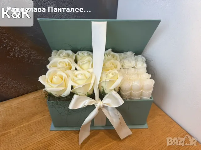 Кошници и Кутии със Сапунени Рози- Подаръци, снимка 5 - Ръчно изработени сувенири - 55354569