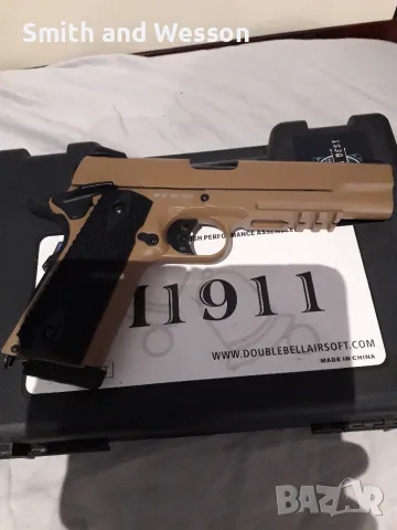 Метален Airsoft пистолет с Блоубек ,на Грийн Газ , цвят - бежов, снимка 3 - Въздушно оръжие - 55332180