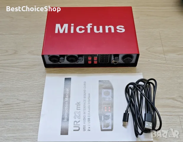 USB аудио интерфейс 2-in-2-out 32-bit/384kHz DSP 48V, домашно студио – NMX02, снимка 2 - Ресийвъри, усилватели, смесителни пултове - 55497244