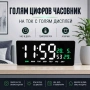 Голям електронен часовник дигитален светещ в тъмното на ток термометър, снимка 1