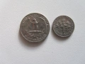 четвърт долар 1967г. и един дайм 1966г , снимка 1