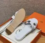 Hermes Oran White Дамски Бели Чехли 100% Естествена Кожа Код ch, снимка 2