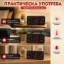 Голям дигитален настолен часовник с термометър аларма стенен на ток температура дата светещ на ток, снимка 6