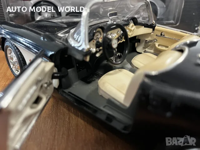 Метална колекционерски модел BBURAGO CHEVROLET CORVETTE 1957 1:18 54.76 лв. / 28 €, снимка 4 - Колекции - 55507694