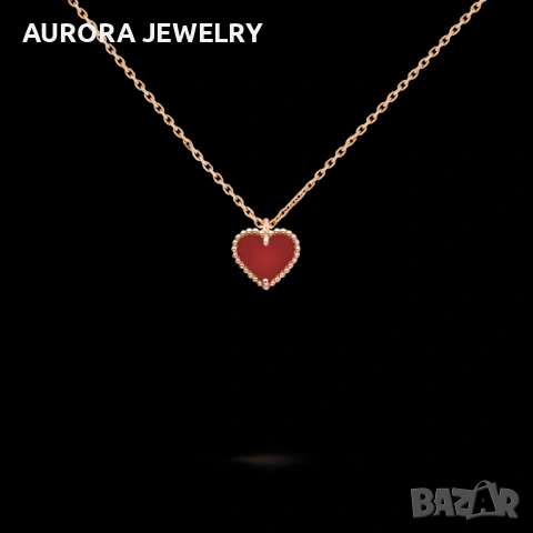 Van Cleef & Arpels VCA Rose Gold Red Carnelian Sweet Heart Дамско Колие, снимка 7 - Колиета, медальони, синджири - 54500588