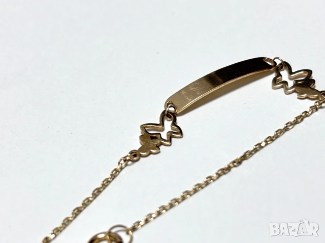 Златна Детска Гривна с плочка 1,266 грама 14K(проба 585) , снимка 5 - Гривни - 54945485
