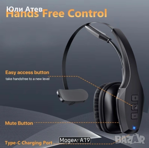 Безжична слушалка с микрофон, снимка 3 - Слушалки, hands-free - 54885672