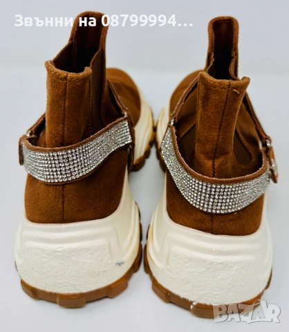 Боти Челси от велур с декорация от кристали Aeropostale, снимка 3 - Дамски боти - 50499643