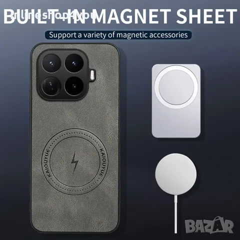 Стилен MagSafe Кейс за Xiaomi 17T / Pro 5G със защита на камерите - Кафяв, снимка 4 - Калъфи, кейсове - 55673909