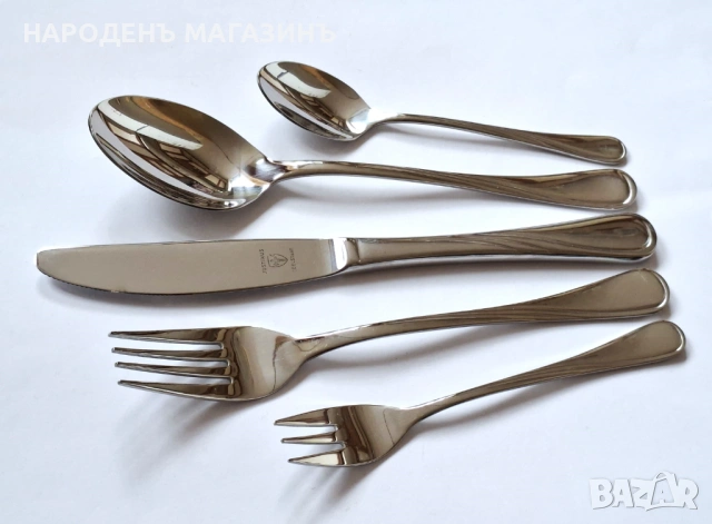 JUSTINUS - SOLINGEN - GERMANY - Прибори за хранене сервиз за 12 човека + комплект за сервиране нож , снимка 7 - Други ценни предмети - 53964849