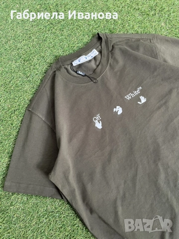 Мъжка тениска Off-White Olive Green | Размер L | Отлично състояние, снимка 3 - Тениски - 55508218